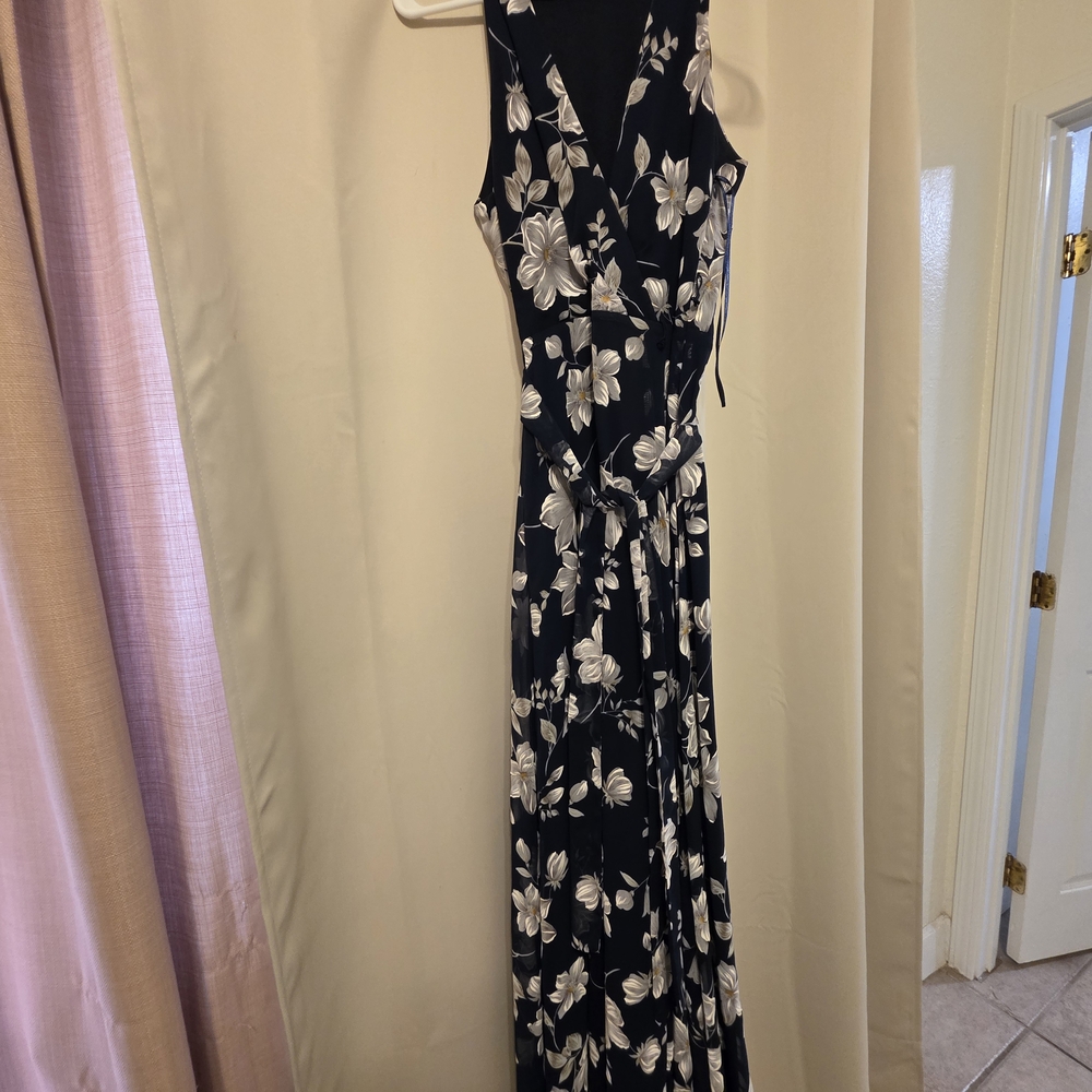 Floral Black and White Maxi Dress
